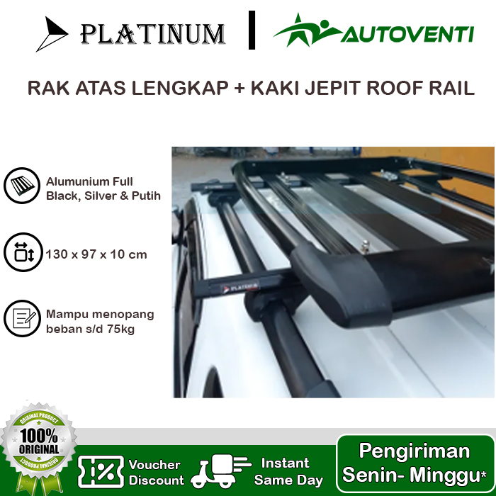 Roof Rack Platinum (Paket rak platinum & cross bar jepit roof rail)