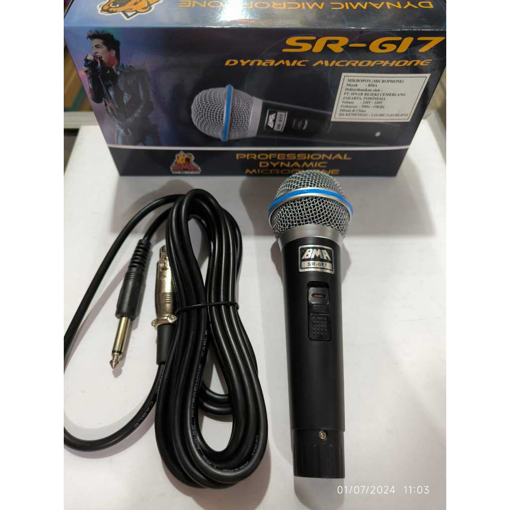 MIC MICROPHONE BMA SR617 PROFESIONAL DYNAMIC MIK SR-617 SR 617 KARAOKE VOKAL ORIGINAL