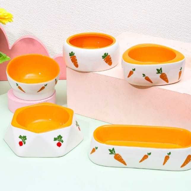 1 Pcs - Motif Wortel - Mangkok Keramik Untuk Hewan kecil