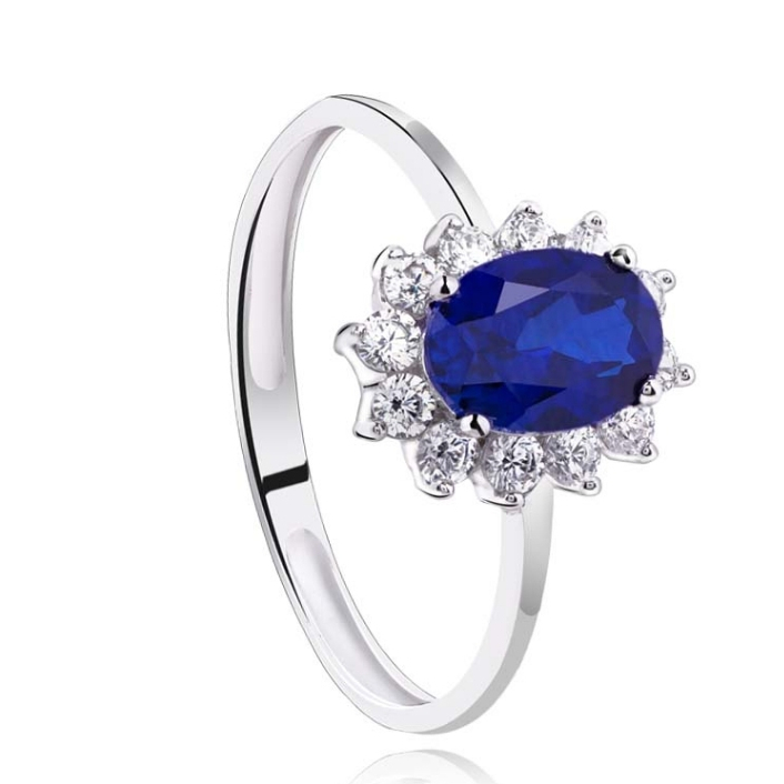 Cincin Emas Lady Diana Royal Blue White Gold 17K