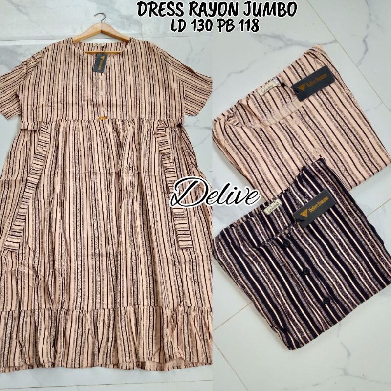 DRESS RAYON JUMBO//DRESS RAYON MOTIF SALUR//HOMEY DRESS RAYON JUMBO