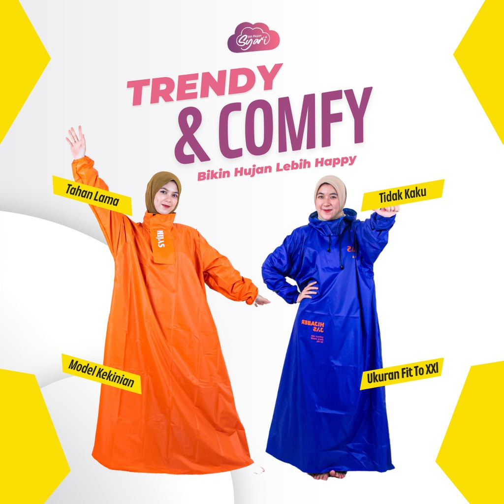 Jas Hujan Syari - Jas Hujan Hijab Gamis Wanita - Pria/ Jas Hujan/ Mantel Hujan - Hijas