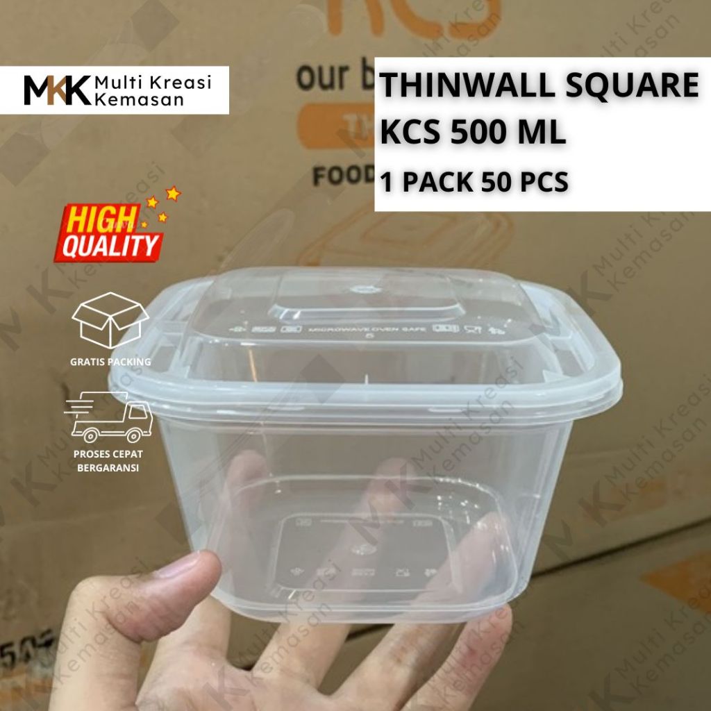 Thinwall Square 500ml 50PCS 1 PACK KCS kotak plastik kotak makan thinwall