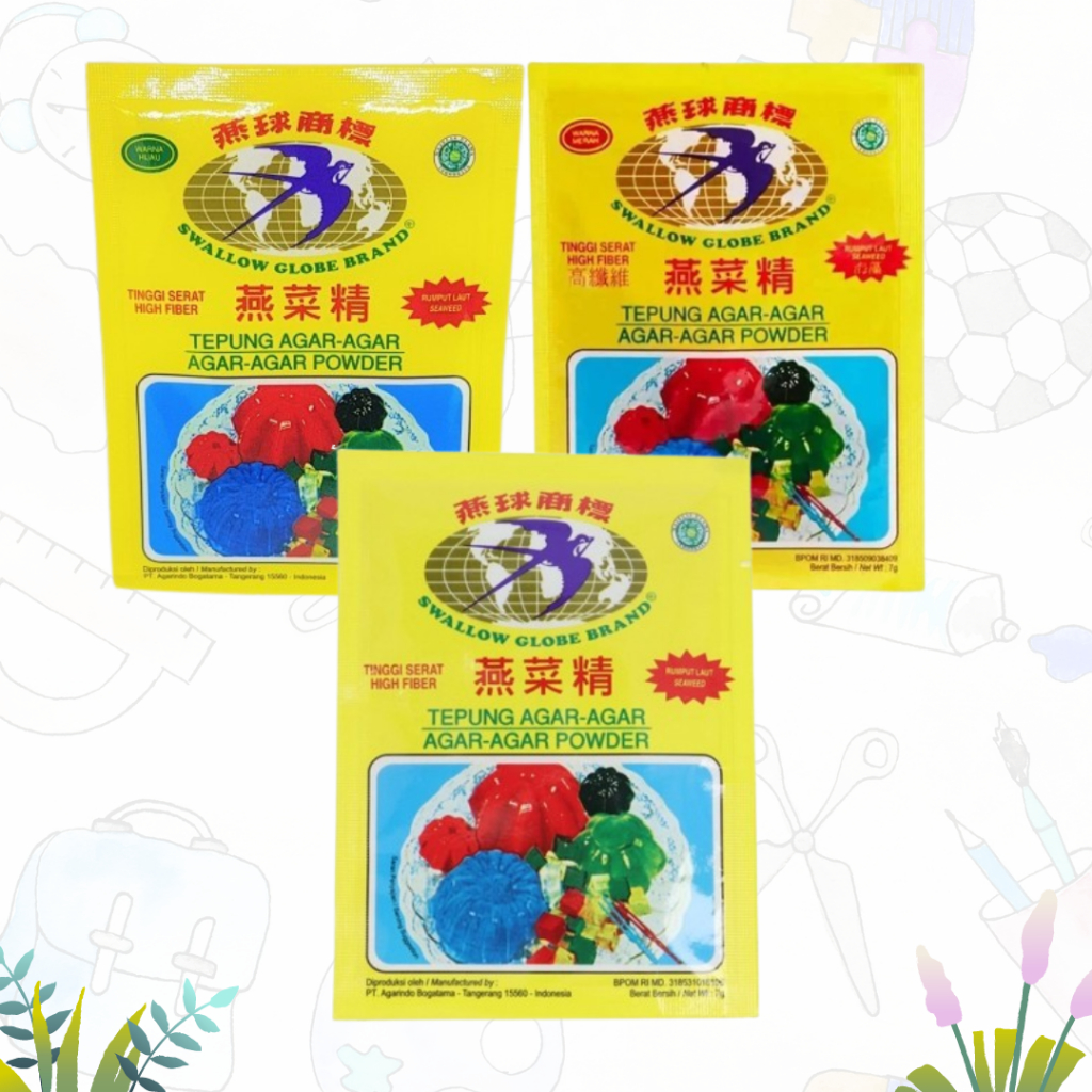 

Tepung Agar-Agar/Agar-Agar Bubuk Swallow Globe Brand 12x7gr (1Box)
