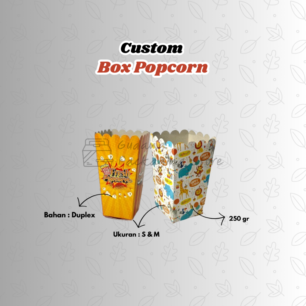 

Cetak Custom Box Popcorn | Size S & M | Dus Popcorn | Dus Kemasan Popcorn