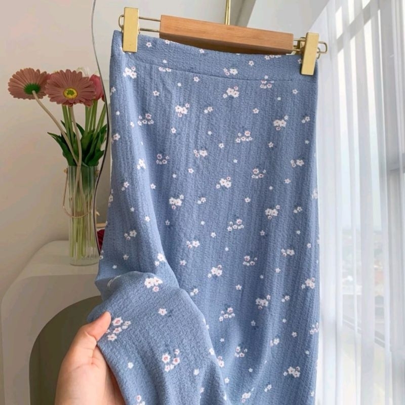 ROK MOTIF BUNGA / ROK PANJANG / MIDI SKIRT FLOWER / ROK KOREAN STYLE