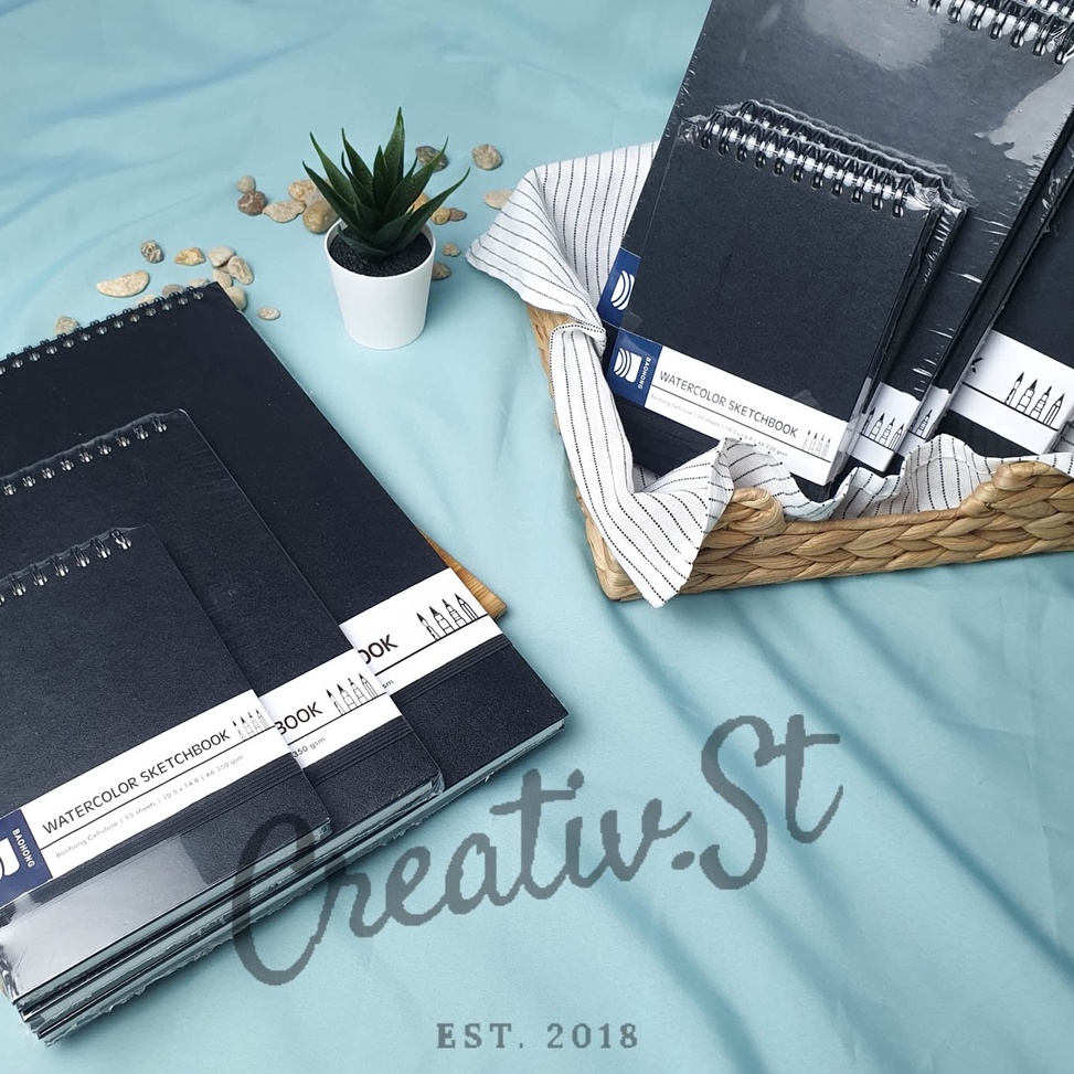 

KODE I2K2 Baohong Watercolor Sketchbook Cellulose Paper 3 Gsm A6 A5 A4 Buku Sketsa Lukis Cat Air