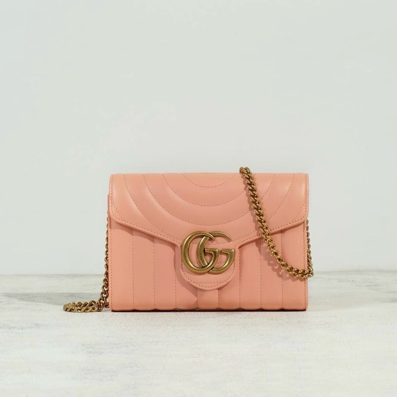 Original Gucci GG Marmont Matelasse Mini Handbag / Crossbody Bag in Embossed Leather