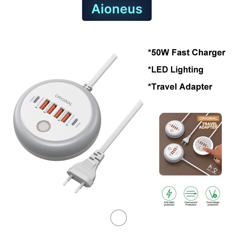 Promo 7.7 6 Ports USB Multi Port Charger USB Type-C Fast Charger Adapter Station PD 50W USB Charger