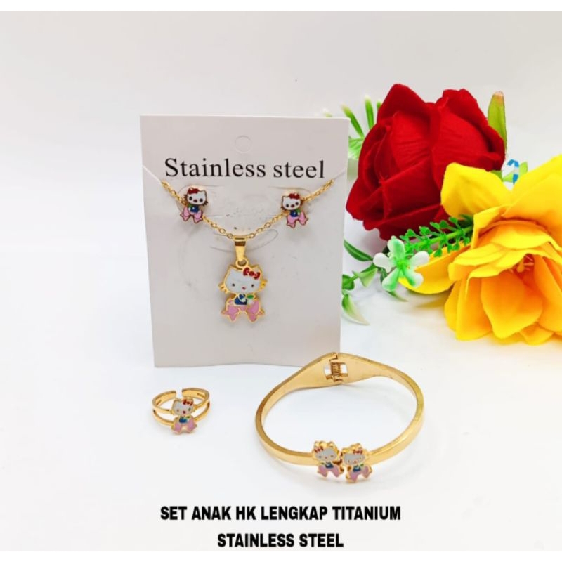 perhiasan titanium anak 1 set