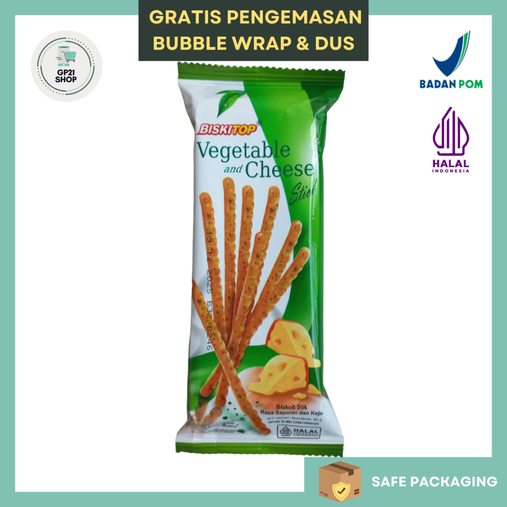 

Biskitop Vegetable and Cheese Sticks 50gr - Biskuit Stik Snack Cemilan Murah Enak