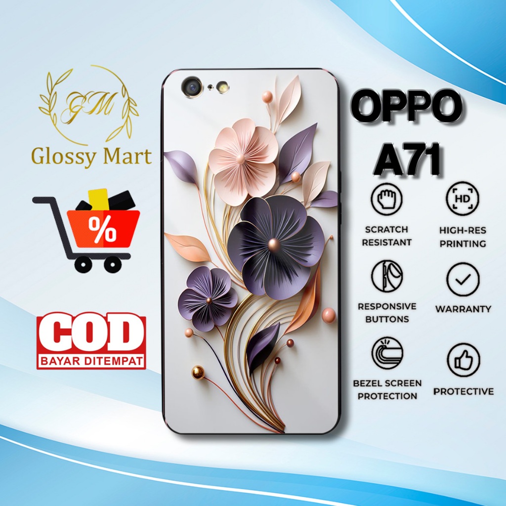 Case Oppo A71 Terbaru - Casing Oppo A71 - Motif Bunga indah - Hardcase Premium Glossy - Softcase Hp 