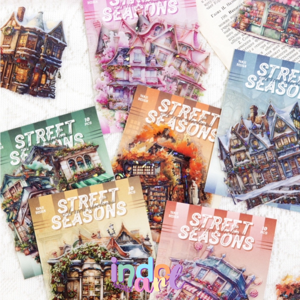 

(IAS) SK2 - Deco Stiker Sticker Street Season Musim Journaling Scrapbook Winter Salju Xmas Fall Summer isi 10pcs
