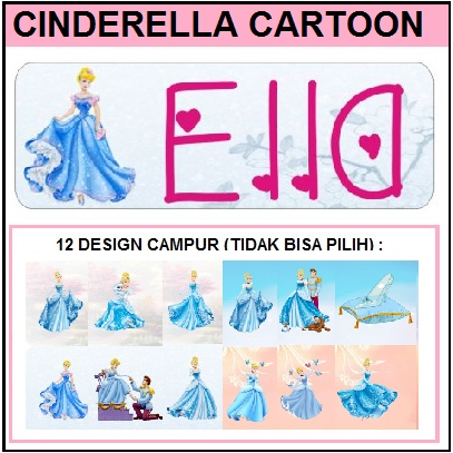 

STIKER STICKER LABEL NAMA WATERPROOF BASIC: CINDERELLA CARTOON