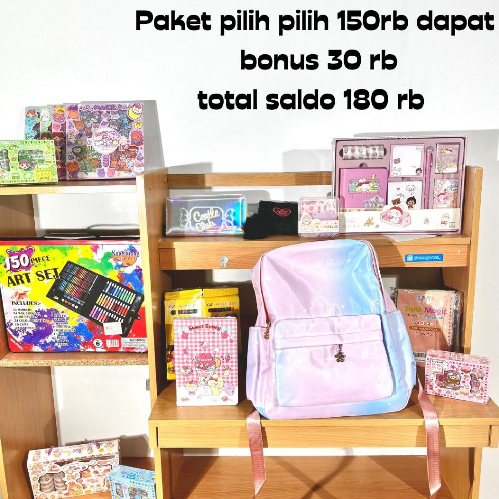 

Paket Pilih pilih alat tulis kantor 15k free 3k alat tulis kantor lem pulpen tas sekolah anak warna pastel KODE T3U5