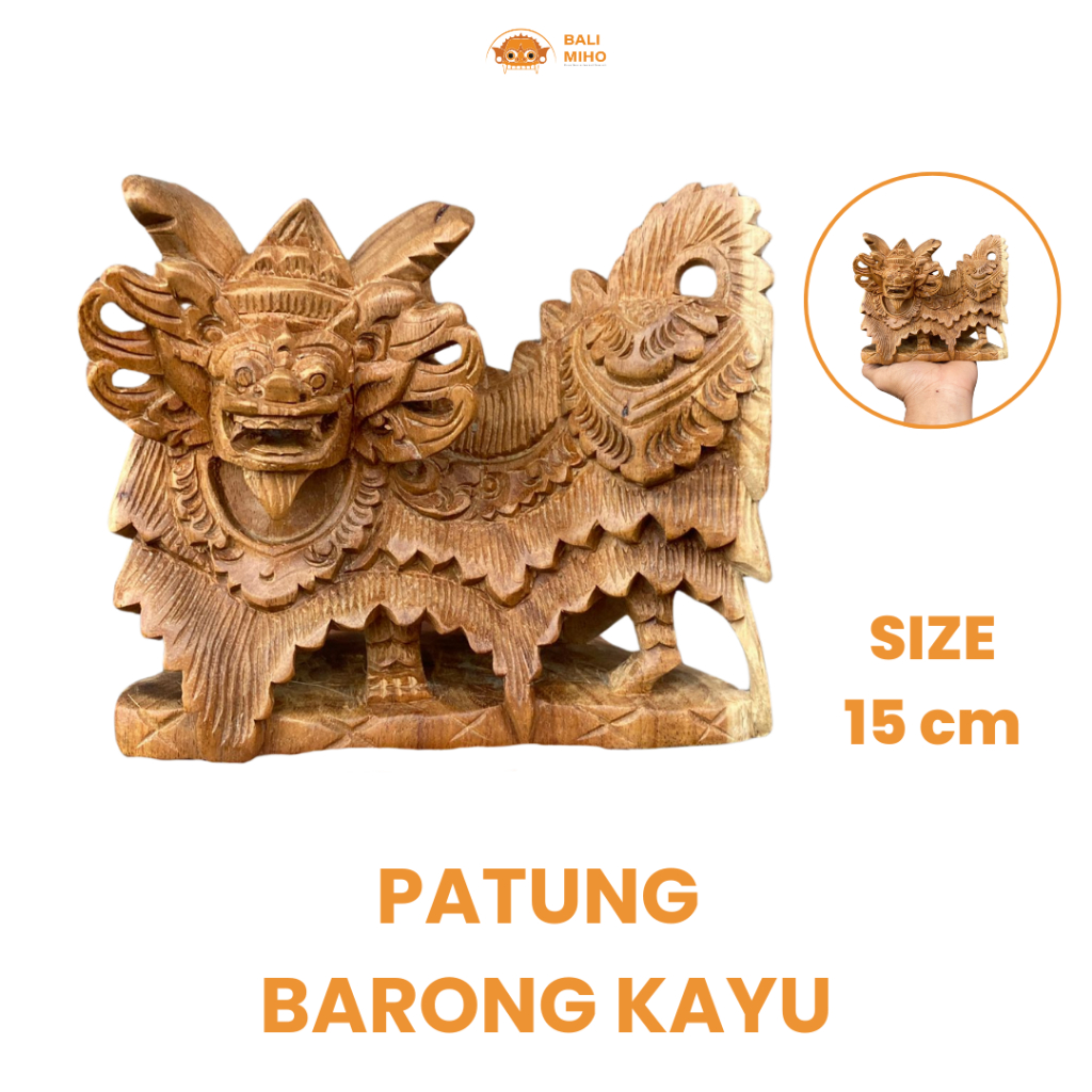 Patung Barong Kayu 15 cm - Miniatur Barong Bali -  Patung Barong - Pajangan Barong  - Patung Kayu - 