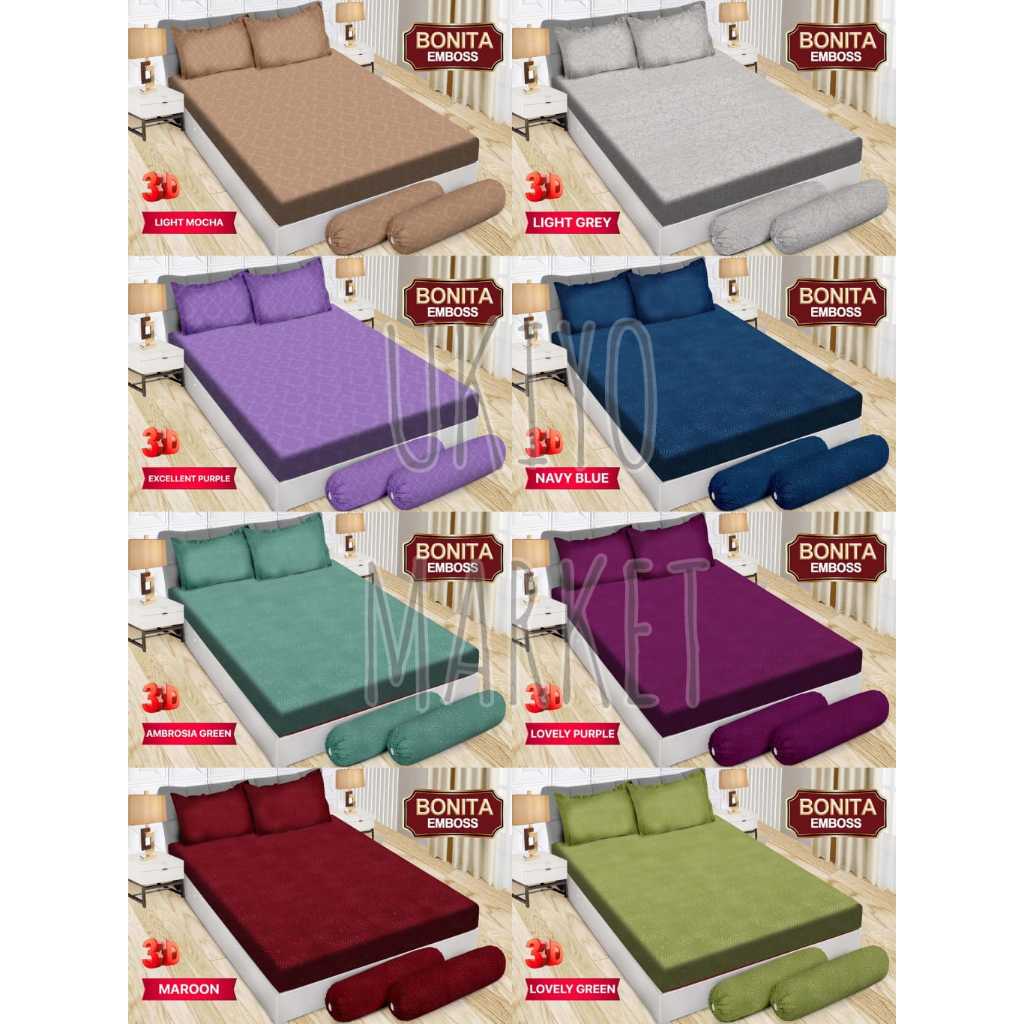 BONITA - SPREI BONITA POLOS EMBOSS KING UKURAN 180x200 NO.1