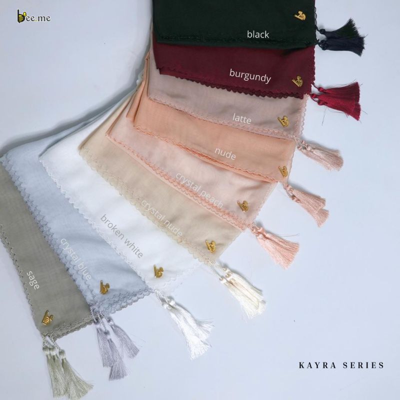 Beeme scarves - Hijab segi empat polos tassel karya series original beeme scarves