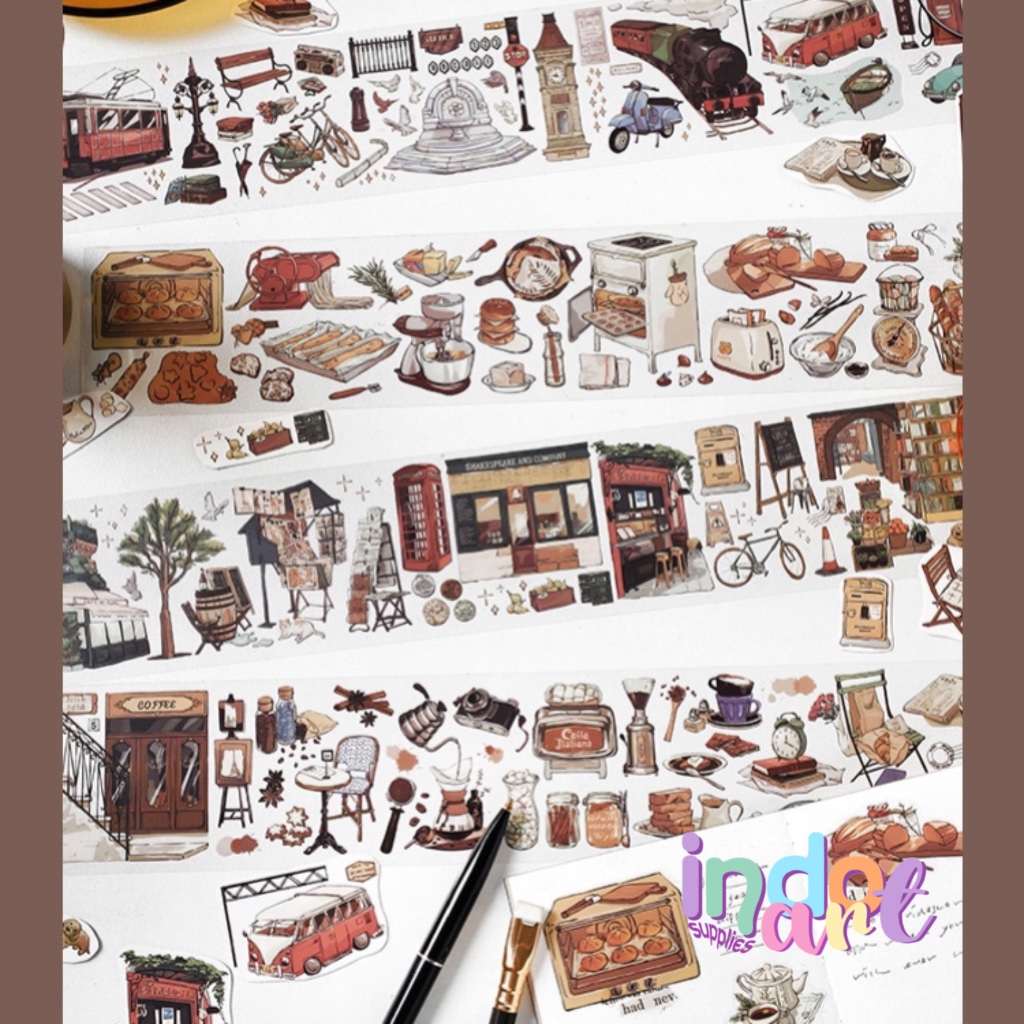 

(IAS) B9 - Sticker Journaling Scrapbook Stiker Deco Travel Diary Vintage British Cute Long Sticker