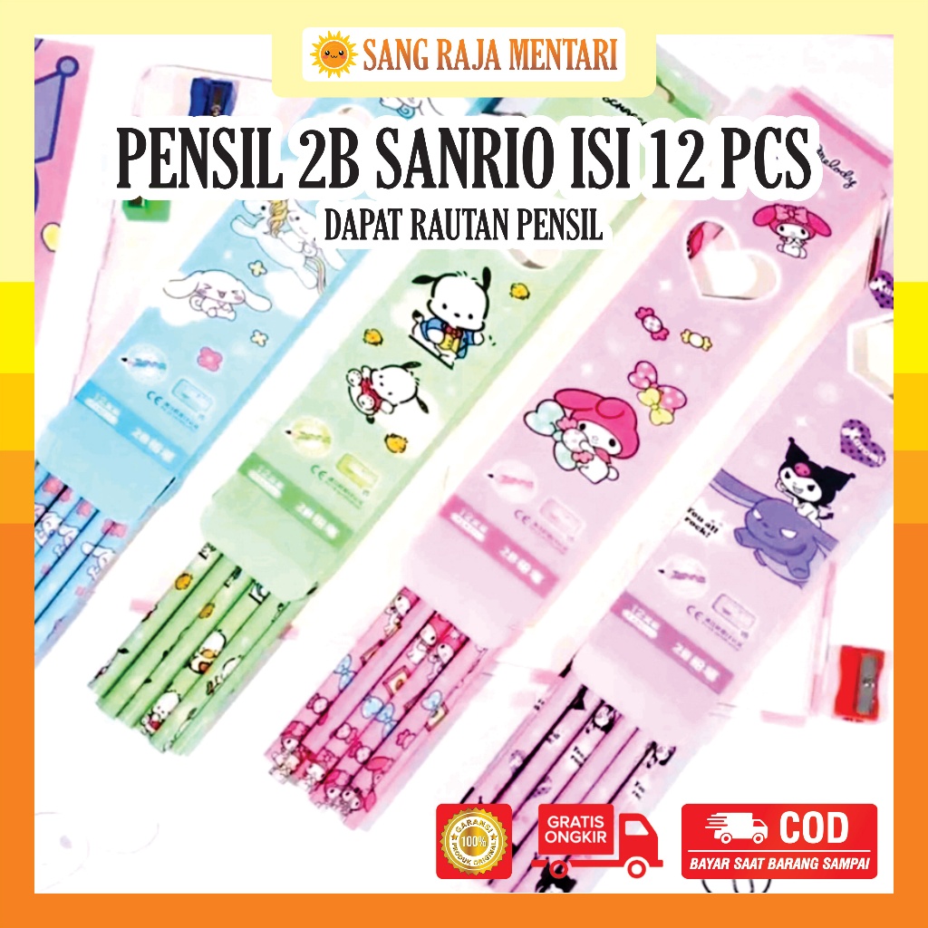 

Pensil 2B Sanrio isi 12 pcs Dapat Rautan | Kuromi Cinnamoroll Melody | Stationery Alat Tulis Anak