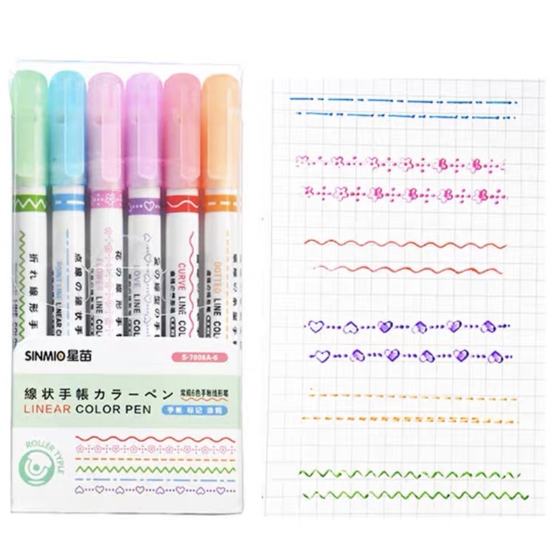 

line marker set spidol garis bentuk bunga line makers set curve roller KODE L3F3