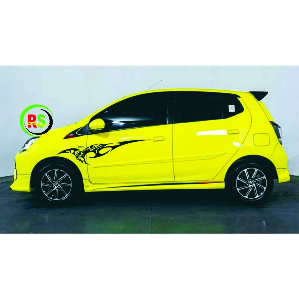 Stiker Mobil Ayla Cutting Agya Variasi Jazz Wagon Brio Putih Hitam Keren Minimalis cutting sticker t