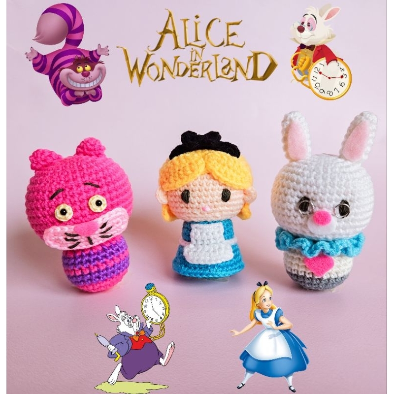 Keychain Alice in Wonderland Amigurumi, Gantungan Kunci Rajut Alice in Wonderland, The Cheshire Cat 