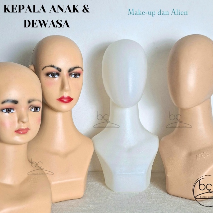 KI3 Patung Manekin Kepala Anak Dewasa Makeup  Alien Display Kerudung Patung Leher Manekin Jilbab Man