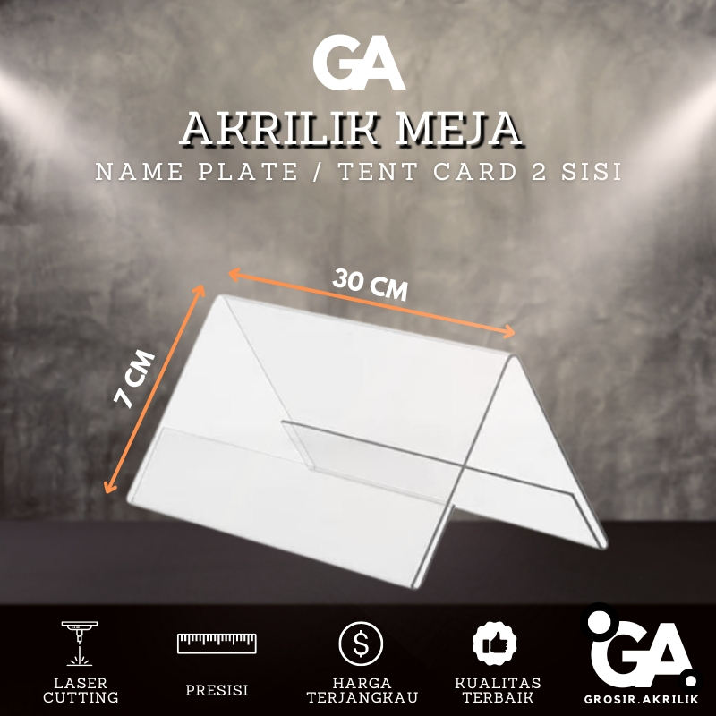 

Akrilik Meja / Tent Card / Kartu Nama / Name Plate 2 sisi 7x30 cm