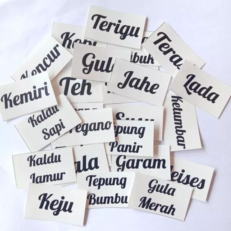 STIKER BUMBU DAPUR TRANSPARAN LABEL CUSTOM BUMBU, LABEL DAPUR, LABEL PERKAKAS MAKANAN