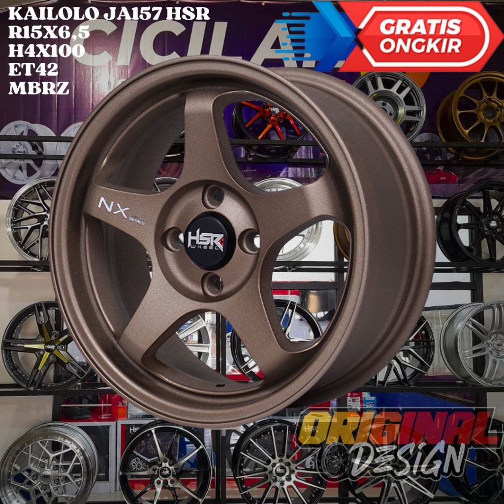Velg Mobil Ring 15 HSR KAILOLO R15 LEBAR 6,5 LOBANG BAUT 4 ET42 BRONZE