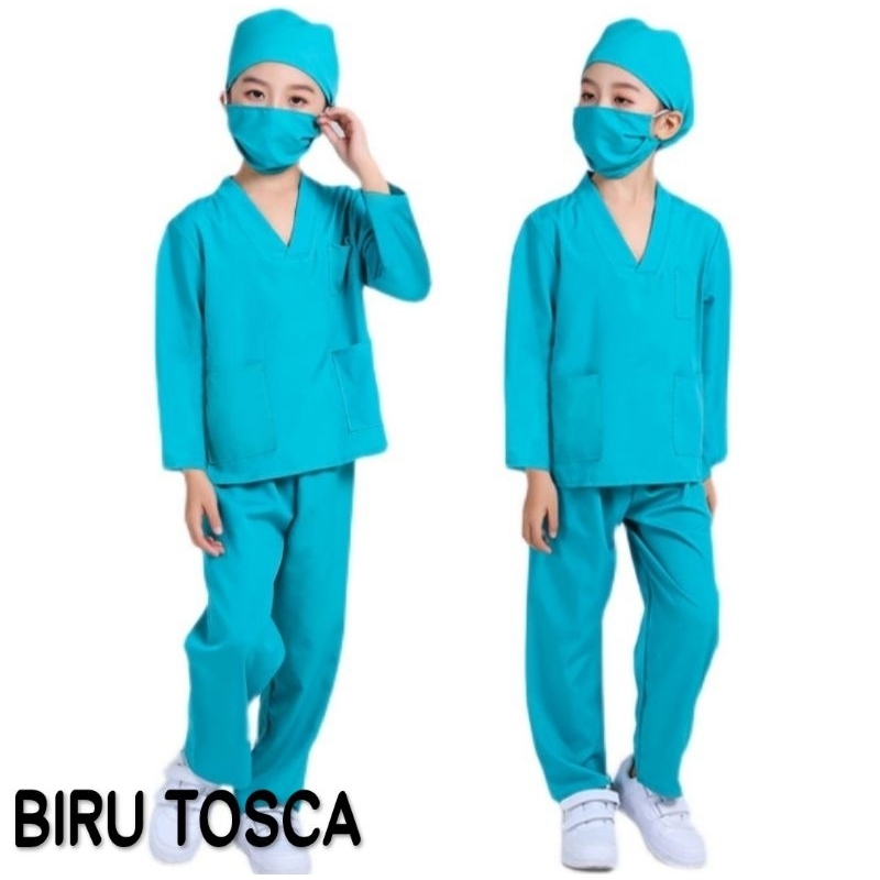 Baju profesi dokter anak tangan panjang - baju dokter kecil - kostum profesi anak TK / SD
