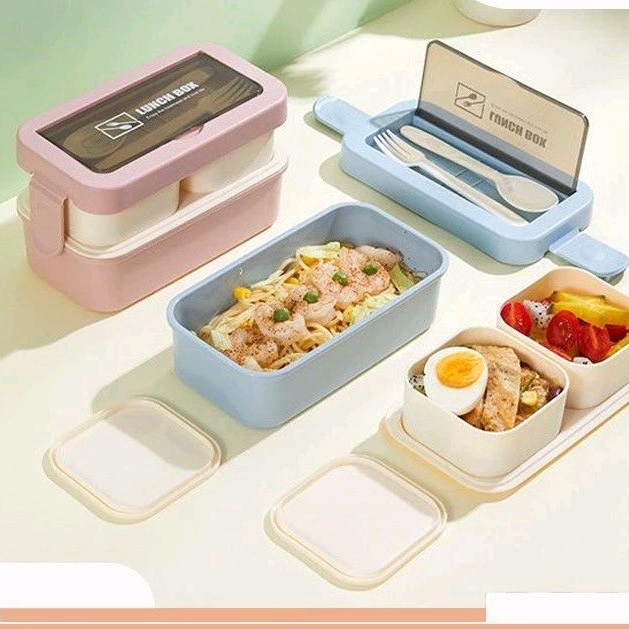 WADAH BEKAL LUNCHBOX KOTAK Nasi Sekat BENTO PUZZLE LUNCH SET Susun