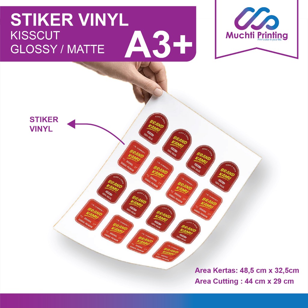 

Print Sticker Label | Cetak Stiker Vinyl A3+ / Kiss Cut - Laminating / 5 Lembar