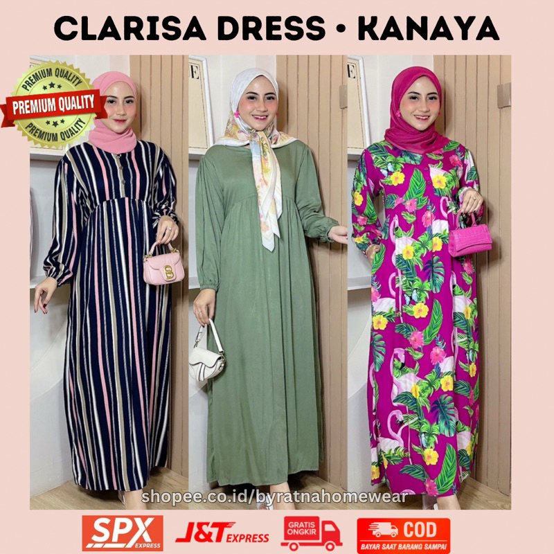 CLARISA DRESS KANAYA - midi dress kanaya gamis kanaya damis kanaya daster kanaya midi dress rayon pr