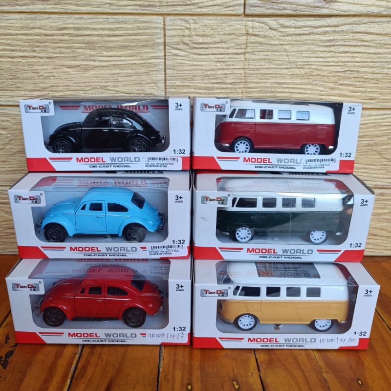 mainan die cast mobil classic VW combi VW Beetle vw kombi VW kodok diecast volkswagen pajangan class