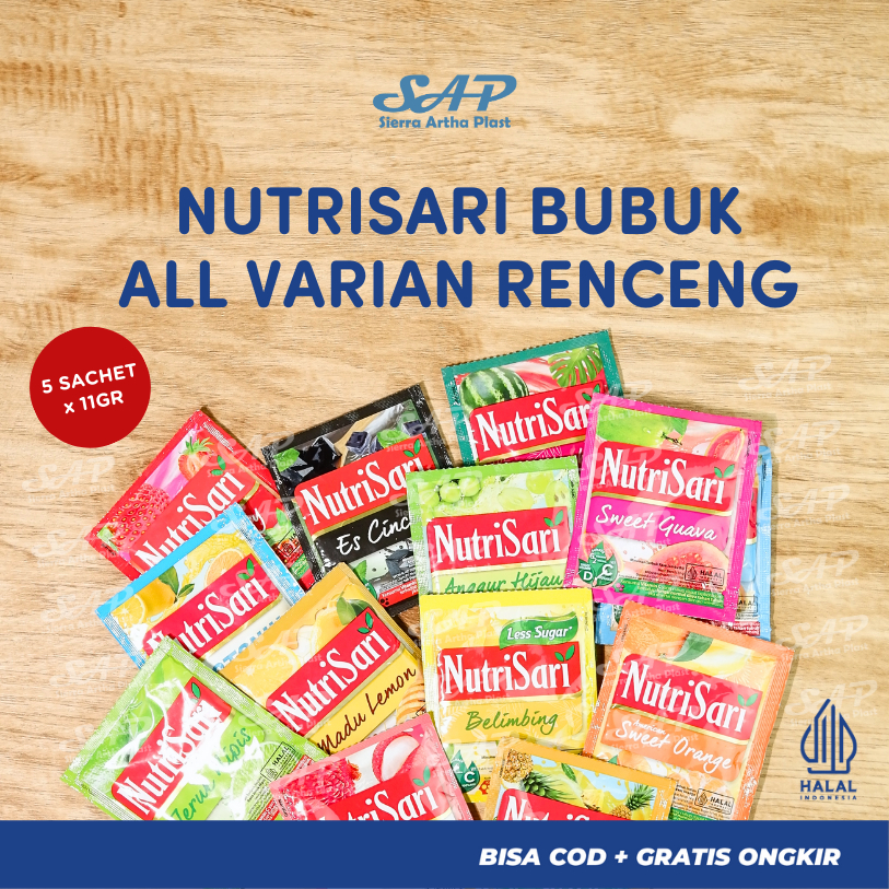 

Nutrisari Renceng All Varian 5 Sachet (5 x 11gr) Ecer / Satuan 11 gr / Nutrisari Tersedia Varian Rasa