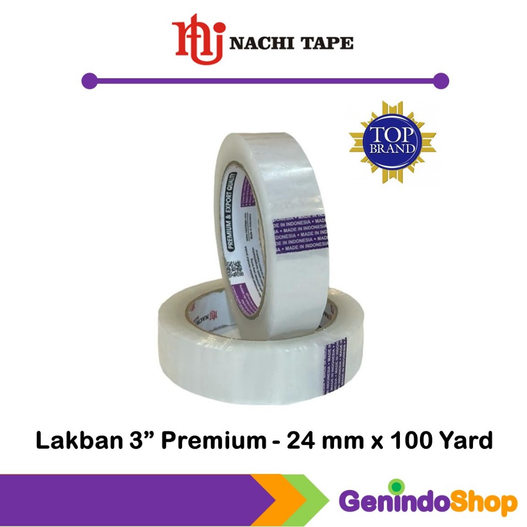 

Isolasi / Selotip / Lakban Premium 24 mm x 100 Yard Core 3" Ungu Nachi