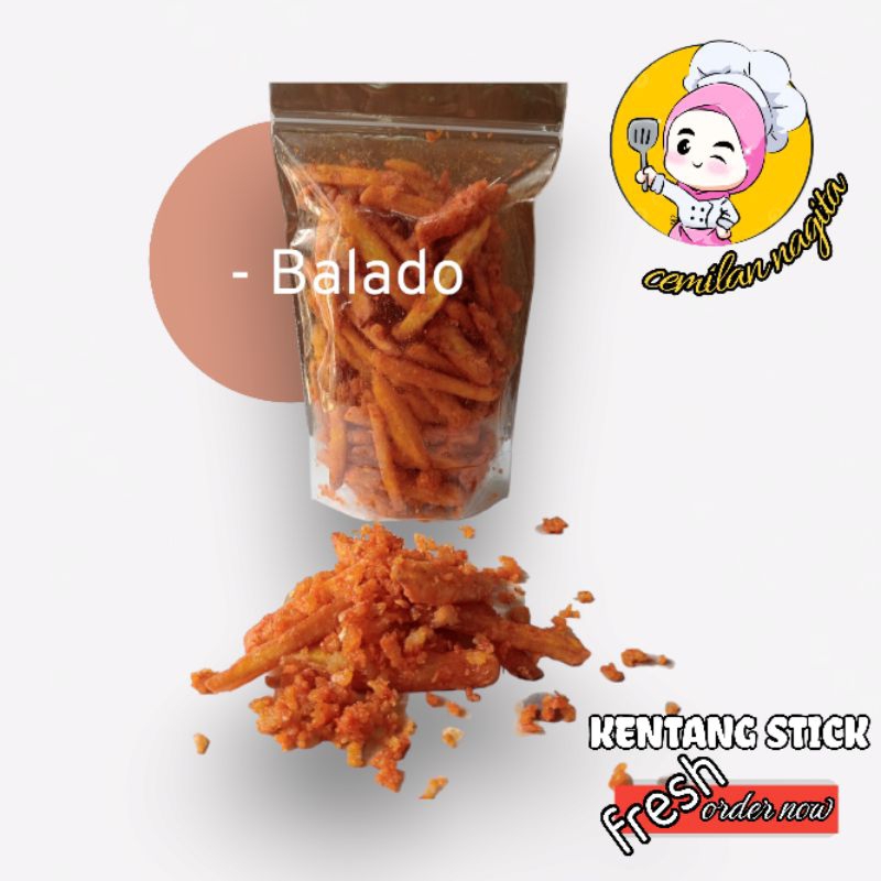 

cemilan Ketang stick kriuk enak gurih varian balado
