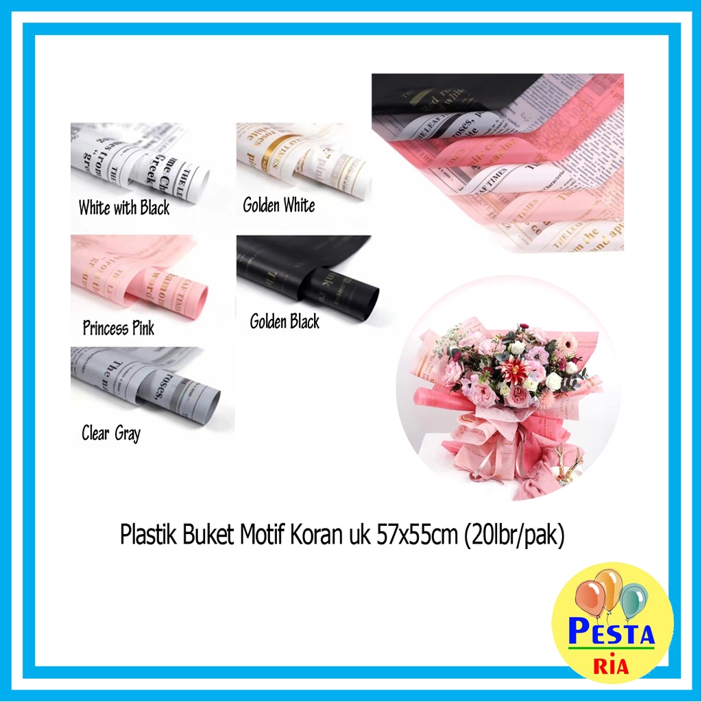 

Murah!! (5 Lembar) Kertas Kado Buket Bunga Motif Koran, Cellophane wrapping, Flower wrapping paper, kertas buket, kertas cellophane