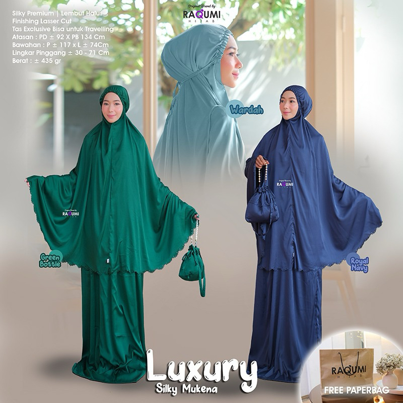 Luxury silky mukena original raqumi hijab mukena premium raqumi mukena luxury raqumi