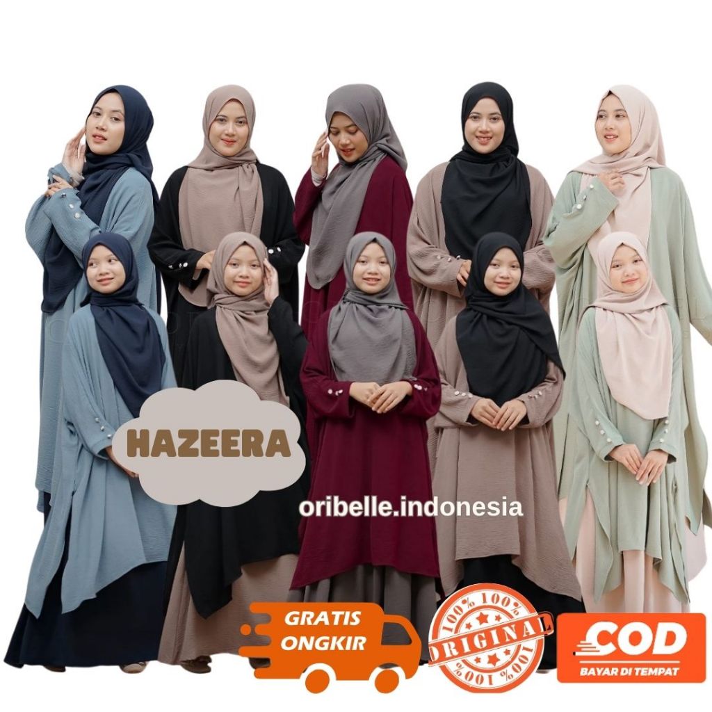 Set Abaya Jilbab Ibu Anak dan Remaja Perempuan / Set Abaya Anak / Set Abaya Remaja / Set Abaya Coupl