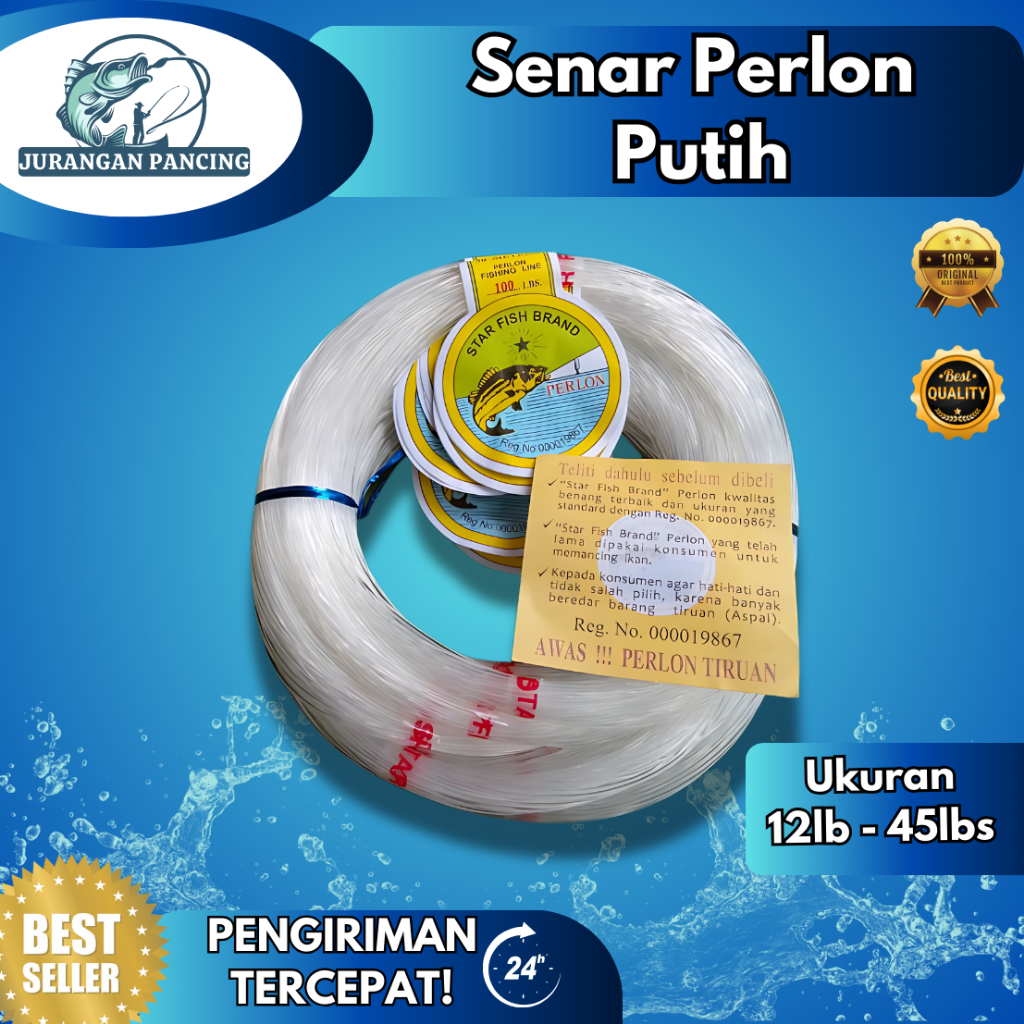 senar perlon putih 300 meter ORI 12lbs/15lbs/20lbs/25lbs/30lbs/40lbs.