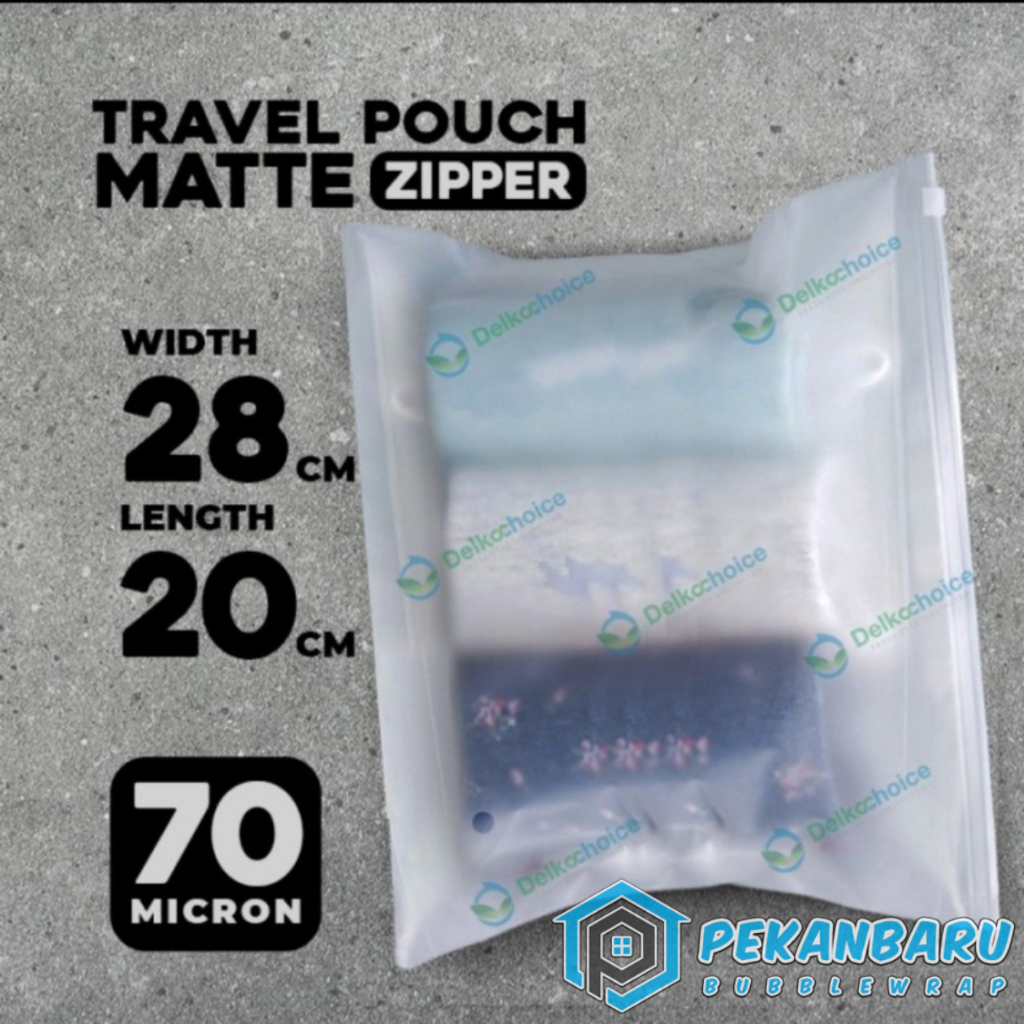 Travel Pouch 28cm x 20cm (Size Landscape) Organizer Polos Buram Zipper Bag | Kosmetik Kaos Sepatu