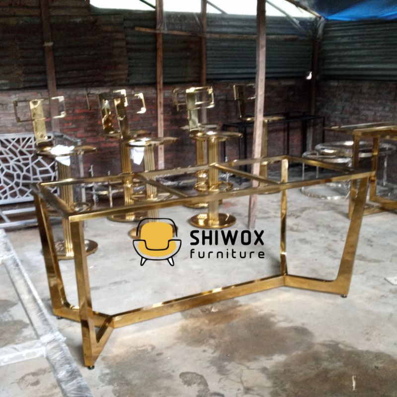 Meja makan kaki stainless nodel minimalis/Kaki meja makan bahan stainless/Meja stainless tanpa marme