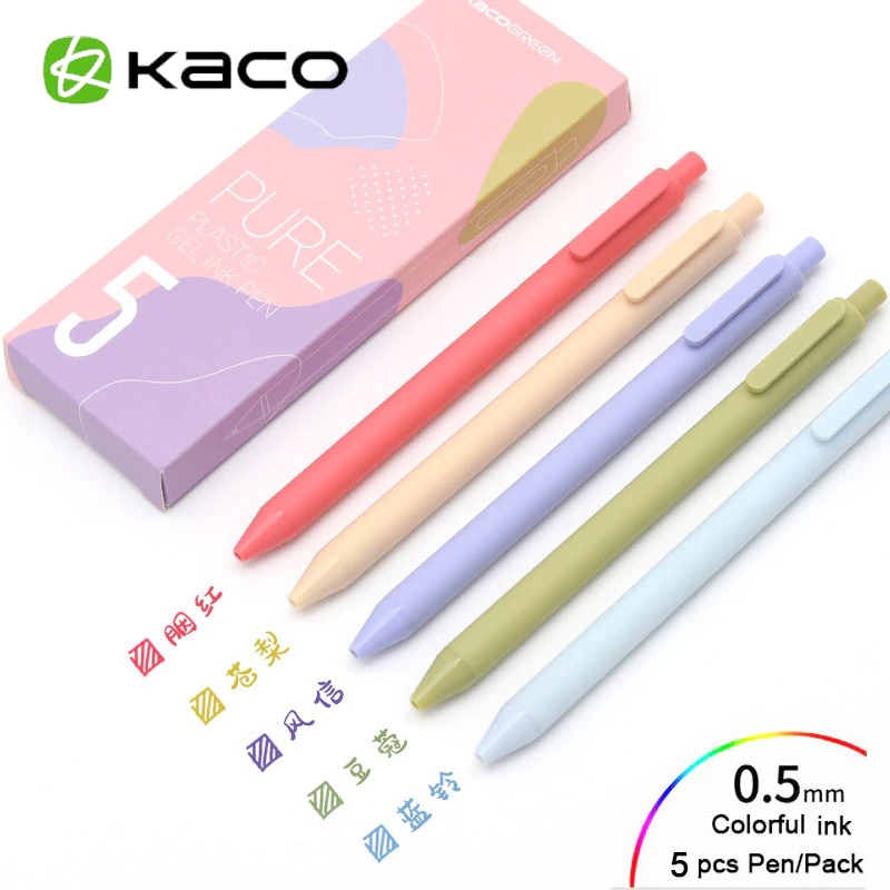 

Kaco PURE Morandi II Gel Pen Pena Pulpen 0.5mm 5 PCS (Colorful Ink) - Mix Color