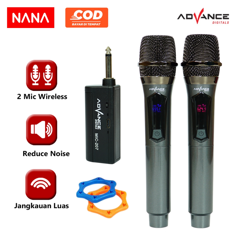 NANA - Advance Dual Microphone Wireless MIC 207 Karaoke 2 Pc