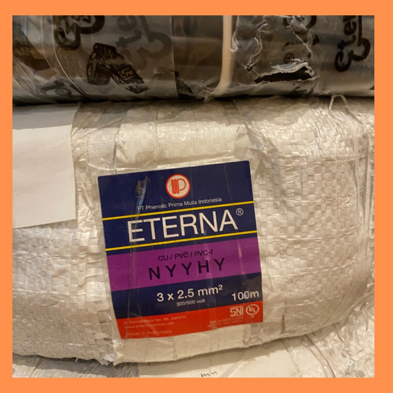 kabel ETERNA NYYHY 3x2.5 mm hitam 100 meter serabut