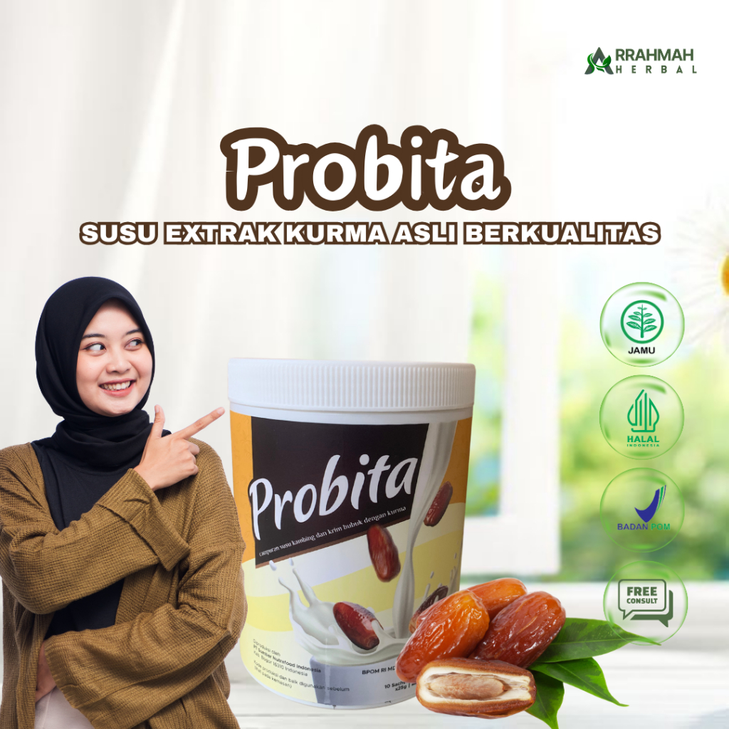 

Probita - Susu Kambing Etawa Ekstra Kurma Ajwa Asli Untuk Terapi Asam Lambung - Maag - Gerd - Sehatkan Pencernaan - Menjaga Tulang, Gigi, dan Persendian Tanpa Pengawet Rendah Gula 250gr 100% Original