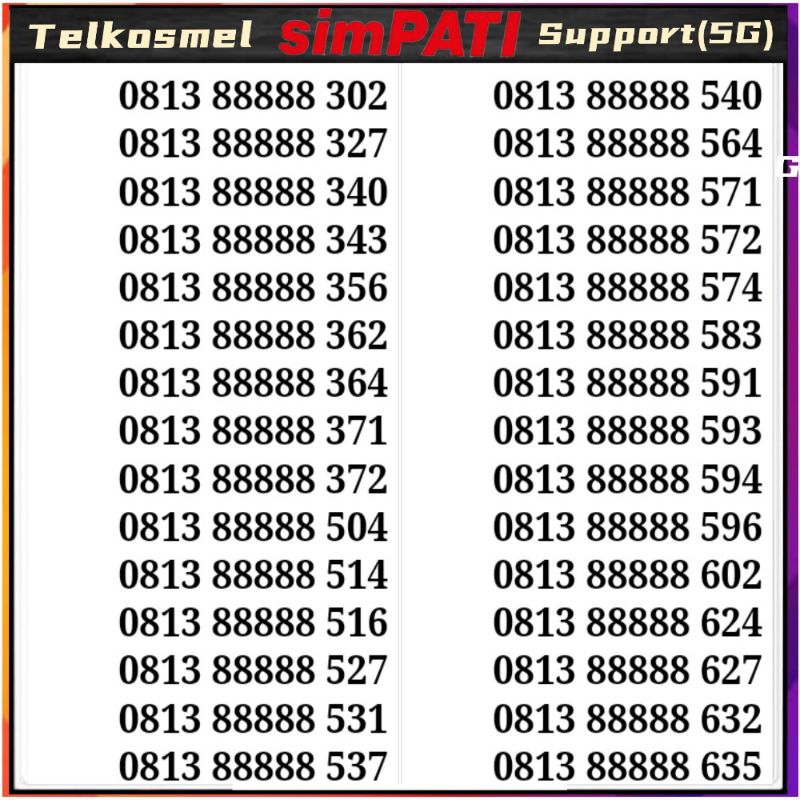 Nomor cantik  simpati 88888